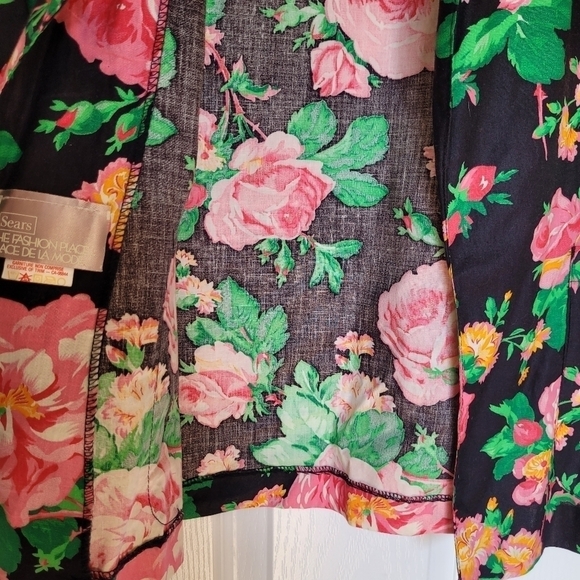 Vintage Sears 100% Cotton Floral Rose Blazer - Picture 5 of 8